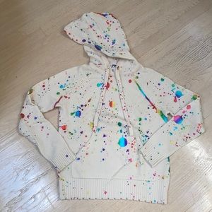 Metallic splatter paint cashmere hoodie sweater
